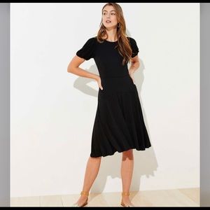 LOFT Puff Sleeve Flounce Dress NWT